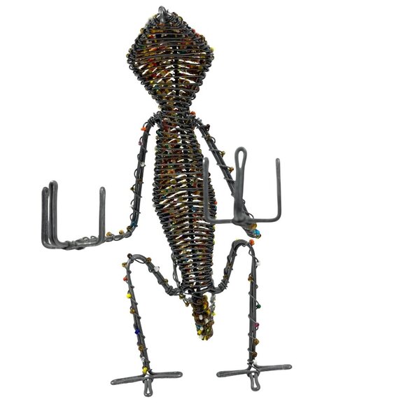 African Wire Beaded Chameleon Gecko Business Card Pen Pencil Holder South Africa - Picture 9 of 11